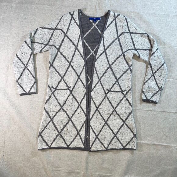 Apt. 9 | Long White Lattice Patterned Longline Cardigan | Medium - Picture 1 of 9